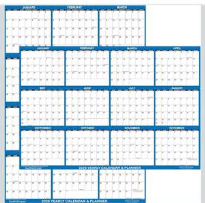 lot 8555 image: 24 x 36 SwiftGlimpse 2026 Wall Calendar Erasable Large Wet & Dry Erase Laminated 12 Month Annual Yearly Wall Planner, Reversible, HorizontalVertical, Navy