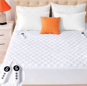 lot 8564 image: SameBed Heated Mattress Pad California King, Quilted Fitted Electric Mattress Pad with 9 Heat Setting Controller, 24610 Hours Auto Off, Soft Mattress Cover Stretches up to 21 Inches Deep, White