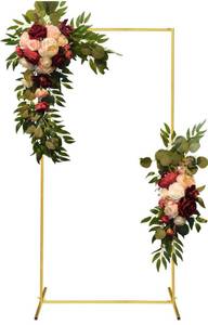 lot 8571 image: Metal Wedding Arch Backdrop Stand 6.6x3.3 FT Gold Square Balloon Arch Frame for Wedding, Birthday Party, Baby Shower Ceremony Decoration