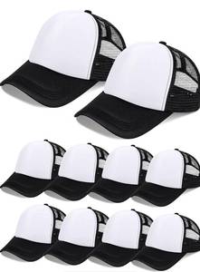 lot 8579 image: 10 Pcs Sublimation Blank Trucker Hats Bulk Mesh Baseball Cap Polyester Mesh Trucker Hat for Men and Women