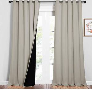 lot 8580 image: NICETOWN Full Shading Curtains for Windows, Super Heavy-Duty Black Lined Blackout Curtains for Bedroom, Privacy Assured Window Treatment (Natural, Pack of 2, 62 inches W x 95 inches L)