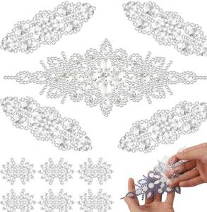 lot 8581 image: PEARLY JUN 11 Pcs Silver Rhinestone Applique Patches Rhinestone Patches Iron on Appliques for Dresses Hand Sewing Craft Projects DIY Wedding Clothes Shoes Hats Bags Embellishments