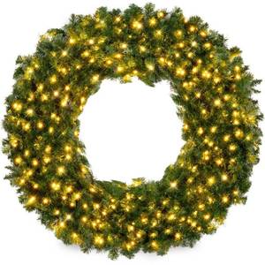 lot 8594 image: 30 in. Pre-Lit LED Spruce Artificial Christmas Wreath with 100-Lights