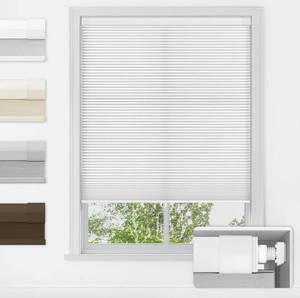 lot 8595 image: LazBlinds No Tools No Drill Cordless Cellular Shades, Light Filtering Honeycomb Shades for Home, Thermal Insulation Blinds for Windows, 31 W x 64 H, White