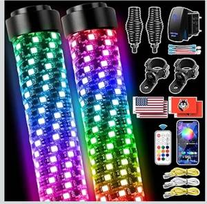 lot 8597 image: AUDEXEN Upgraded Fat 3FT RGB LED Whip Lights with Rocker Switch Mounting Bracket Spring Base App and Remote Controller for Jeep ATV UTV Off-Road RZR Polaris Truck Car 4X4 Sand Buggy Dune