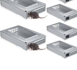 lot 8604 image: Qualirey 5 Pack Multi Catch Mice Trap Clear Top Humanized Mouse Trap Rodent for Indoor Outdoor Rat Control Pet and Security (6.3 Inch,Silver)