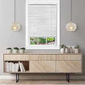 lot 8614 image: Cordless Room Darkening Venetian Blind - 30 Inch Width, 64 Inch Length, 2 Vinyl Slat Size - White - GII Luna Light Filtering Horizontal Mini Windows Blinds for Interior by Achim Home Decor