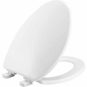 lot 8615 image: BEMIS Elongated Plastic Toilet Seat in White with Easy-Clean & Change and Whisper-Close Hinge