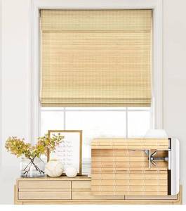 lot 8619 image: LazBlinds No Tools No Drill Cordless Bamboo Roman Shades, Privacy Window Treatment, Roll Up Bamboo Blinds for Windows 44 W x 64 H, Natural