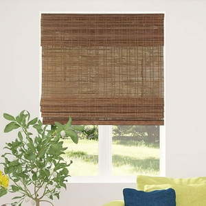 lot 8620 image: CALYX INTERIORS Cordless Bamboo Roman Shade Blind  Light Filtering  34.5 W x 64 H  Ceylon Chestnut