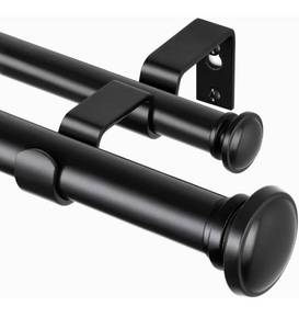 lot 8622 image: TONIAL 1 Inch Double Curtain Rods 72 to 144 Inch (6 to 12 ft), Heavy Duty Decorative Drapery Rod for Windows 69 to 140 Inch (5.75 to 11.7 ft) with Small Cap Finial, Black