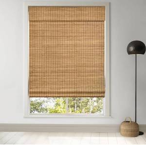 lot 8626 image: LazBlinds Cordless Bamboo Roman Shades, Privacy Blinds for Interior Windows, Room Darkening Roll Up Bamboo Blinds for Home & Patio, 31 W x 64 H, Highfield Teak