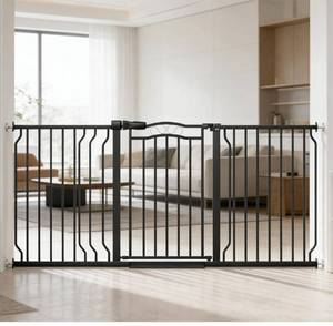 lot 8629 image: 62.5-71.6 Extra Wide Baby Gate for Doorways No Drill, Pressure Mounted Dog Gate Indoor, Walk Thru Pet Gate for Cat Dog Child,Pet Gates for The House Doorway Black