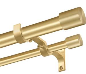 lot 8632 image: Brass Double Curtain Rods with Cap Finials, Double Curtain Rods 72-144, Adjustable Dual Curtain Rod Double Window Rods, 1 Inch Front and 58 Inch Back Double Drapery Rods