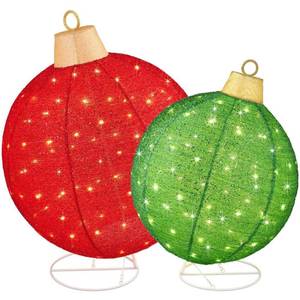 lot 8636 image: Best Choice Products 2pc Lighted Pop-Up Christmas Ornaments Outdoor Holiday Decoration w 180 LED Lights - RedGreen
