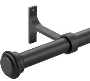 lot 8665 image: Matte Black Curtain Rods for Windows 72 to 144 Inch, Heavy Duty 1 Inch Diameter Single Curtain Rods, Black Drapery Rods with Aluminum Alloy End Cap Finials, Wall Mount and Ceiling Mount Curtain Rods