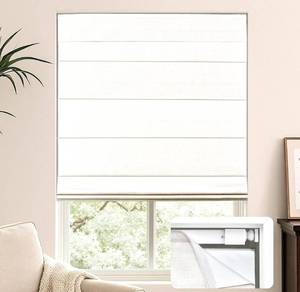lot 8682 image: LazBlinds No Tools No Drill Cordless Roman Shades for Windows, Blackout Thermal Insulated UV Blocking Window Blinds, Lightweight Fabric Blinds for Indoor Windows, 35 W x 48 H, Blackout - White