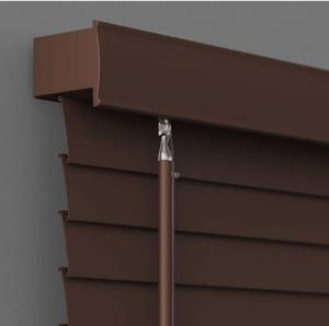 lot 8687 image: 2 Cordless Flat Slat Faux Wood Window Blinds for Home - 34.5 W x 36 L - Walnut, Faux Wood Blinds for Indoor Windows, Venetian Room Darkening Blinds