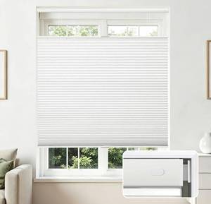 lot 8689 image: Joydeco No Tools No Drill Blinds for Indoor Windows, Cordless Window Blinds Cellular Shades Top Down Bottom Up Blackout Honeycomb Blinds Thermal Insulated Noise Reduction (White, 43 W x 64 H)