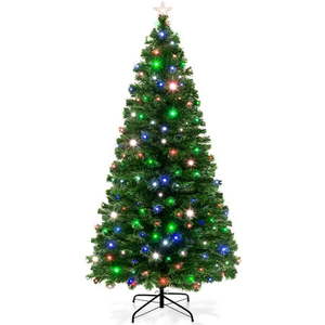 lot 8694 image: Best Choice Products 7ft Pre-Lit Fiber Optic Artificial Pine Christmas Tree w 280 Multicolored LED Lights  8 Sequences