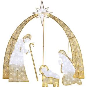 lot 8697 image: 4.5 ft. Lighted 2D Christmas Nativity Scene Outdoor Yard Decoration with 115 Twinkling LED Lights