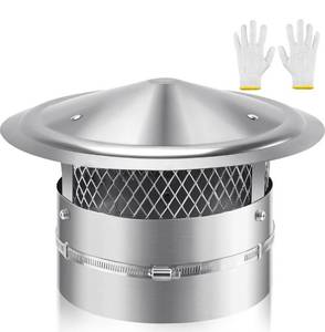 lot 8707 image: 12 Inch Chimney Cap,Adjustable Chimney Cap (Fits 11.9 - 12.3 Round Flues) - 12 Stainless Steel Cone Top with Screen, Round Chimney Cap Reinforced Round Rain Cover for Vents All-Round Protection