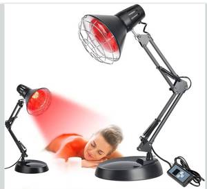 lot 8712 image: Infrared Red Light Therapy with Sturdy Base, Heat Lamp Device with 150W Bulb, Adjustable Near Infrared Light Heat Lamp Set for Body Neck Shoulder Joints Back Pain Relief