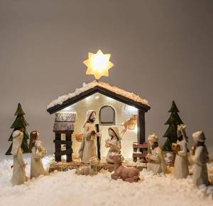 lot 8717 image: Nativity Set Indoor Christmas Decoration- 13 Pieces Nativity Scene with Manger for Nativity Scene Indoor Use, The Nativity Story Figures- Christian Religious Nativity Sets & Figures (Classic)