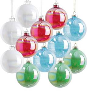 lot 8719 image: 3.15, Large 12pcs Glass Rainbow Christmas Ball Ornaments Bulk, Big Multicolored Glitter Fillable Glass Ornaments for Christmas Tree, Red Green Blue White Christmas Tree Decoration Balls for Crafts