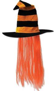 lot 8729 image: Beistle Witch Hat With Hair