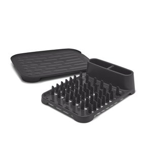 lot 8730 image: Rubbermaid Antimicrobial Dish Drying Rack with Drainboard  Raven Grey  2-Piece Set