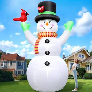 lot 8735 image: FunFanso 14 FT Christmas Inflatable Snowman with Bird, Blow Up Outdoor Decorations Built-in Bright LED Light, Giant Blow Up Snowman Wear Magic Hat Garden Yard Patio Holiday Mall Display Hall Decor