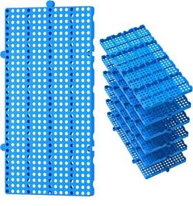 lot 8738 image: 6 Packs Lightweight Plastic Pallets for Basement Storage, 23.6 x 11.8 x 1.18 Small Stage Platform for Garage, Attic Flooring