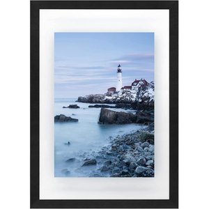 lot 8741 image: Americanflat 12x18 Floating Picture Frame in Black with Polished Glass and Hanging Hardware Included - Backless frame for 8X10 or 9x12 Photos - Horizontal and Vertical Formats for Wall