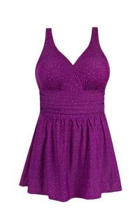 lot 8746 image: JINXUEER Womens Plus Size Swim Dress Floral Print Ruched Modest Slimming One Piece Skirt Swimsuit (20, Purple)
