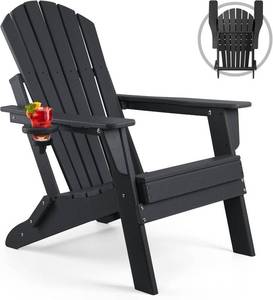 lot 4603 image: $90 FUNBERRY Folding Adirondack Chair, All-Weather HDPE Cup Holder