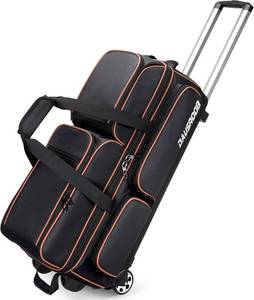 lot 4607 image: $85 3-Ball Bowling Bag with Wheels, 900D Oxford PU, 40 Handle