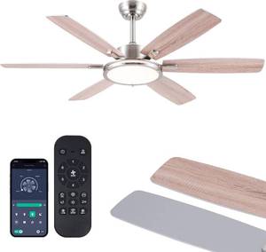 lot 4624 image: $71 Hounberi 52 Black Ceiling Fan with Light, Remote, DC Motor