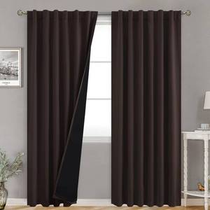 lot 4633 image: BGment Brown Blackout Curtains, Thermal Liner, 52 x 78, 2 Panels