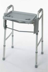 lot 4654 image: Medline Walker Flip Tray Table with 2 Cup Holders, Gray