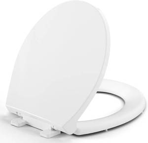 lot 4655 image: Round Toilet Seat 16.5  Slow-Close, No-Slam Quiet-Close Lid, White