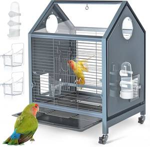 lot 4666 image: $80 Acrylic Bird Cage, 25-Inch Parrot Cage with Rolling Stand