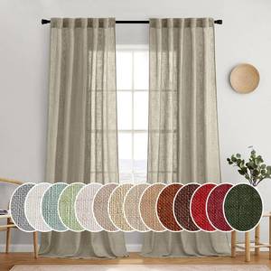 lot 4671 image: MIULEE Oatmeal Curtains 90in, 2 Panels, Light-Filtering Back Tab