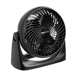 lot 4672 image: Amazon Basics Air Circulator Fan, Desk, 3 Speeds, Tilt Head, Black