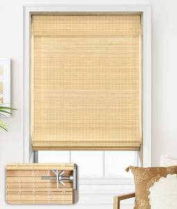 lot 4673 image: $50 LazBlinds Cordless Bamboo Roman Shades 28 W x 64 H, DP-Natural