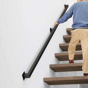 lot 4686 image: $54 4FT Stair Railings - Black Iron Handrail, Wall Mounted, 500lbs