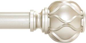 lot 4690 image: Champagne Gold Curtain Rod, 66-120 in, 1 in, Adjustable, Finials
