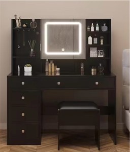 lot 4692 image: Black Makeup Vanity Set with Adjustable Mirror