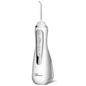 lot 4710 image: $80 Waterpik Cordless Water Flosser, 3 Settings, White WP-560CD
