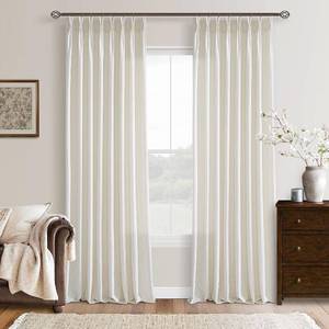 lot 4716 image: $75 Linen Curtains 108, 2 Panels, Cream Ivory, Back Tab, Semi-Sheer